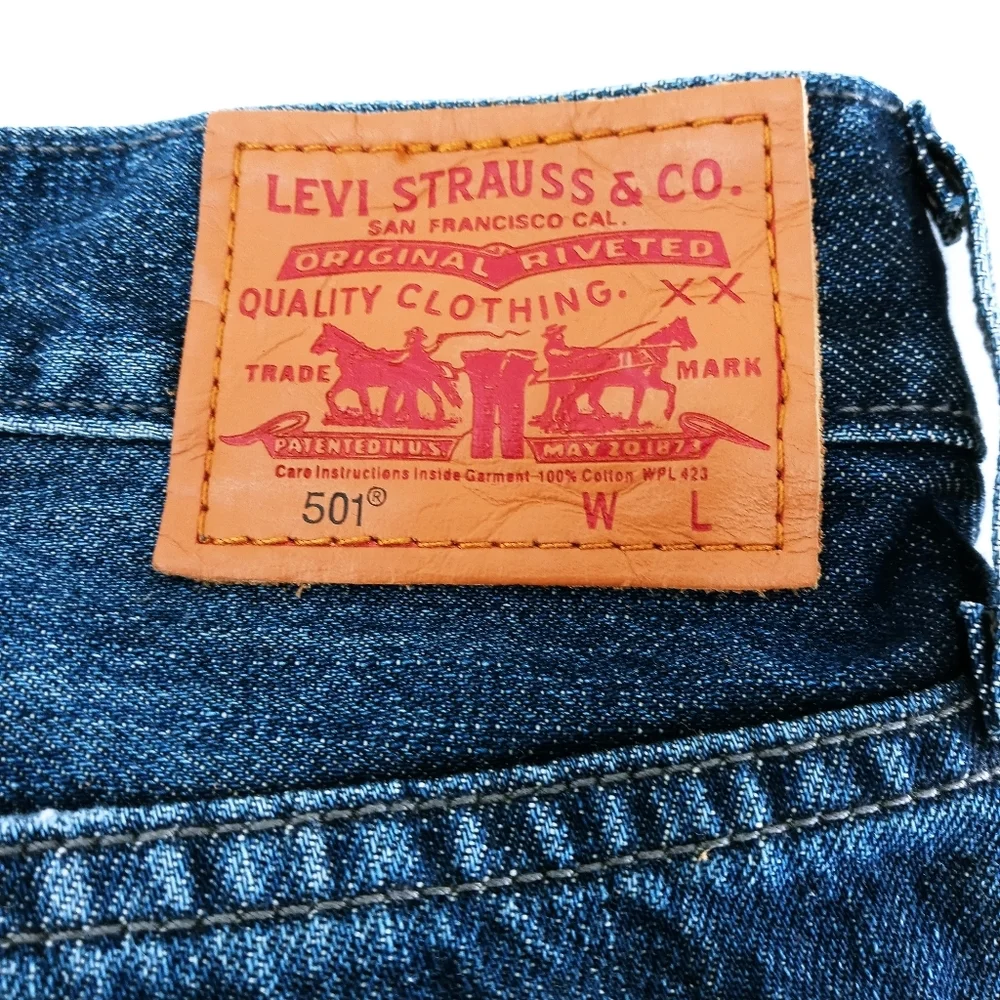 Levi's 501‎ Bermuda Dark Wash Distressed Jean Shorts